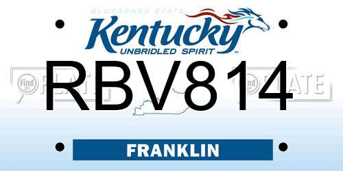 RBV814 Kentucky License Plate