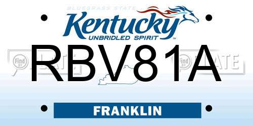 RBV81A Kentucky License Plate