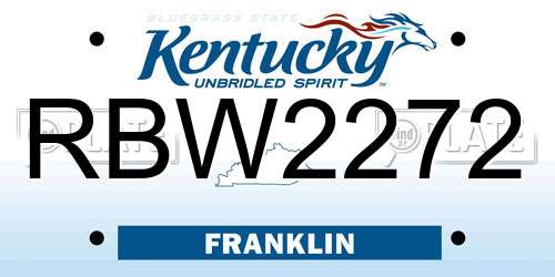 RBW2272 Kentucky License Plate