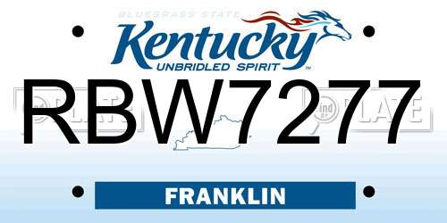 RBW7277 Kentucky License Plate