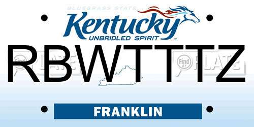 RBWTTTZ Kentucky License Plate