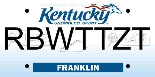 RBWTTZT Kentucky License Plate