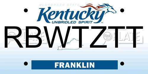 RBWTZTT Kentucky License Plate