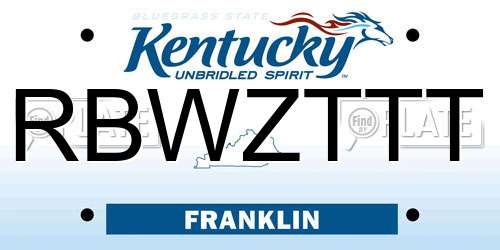 RBWZTTT Kentucky License Plate