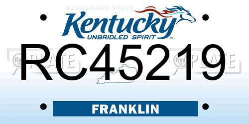 RC45219 Kentucky License Plate