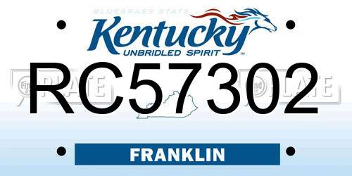 RC57302 Kentucky License Plate