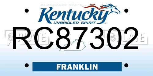 RC87302 Kentucky License Plate