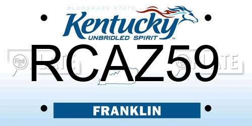 RCAZ59 Kentucky License Plate
