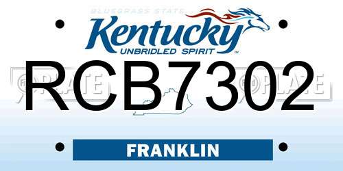 RCB7302 Kentucky License Plate