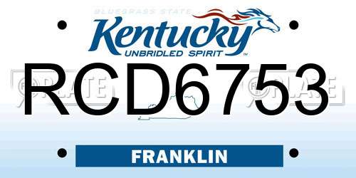 RCD6753 Kentucky License Plate