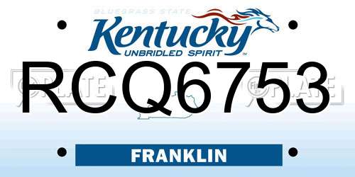 RCQ6753 Kentucky License Plate