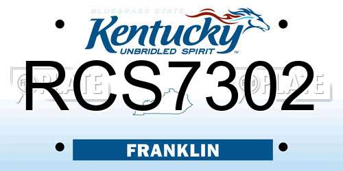 RCS7302 Kentucky License Plate