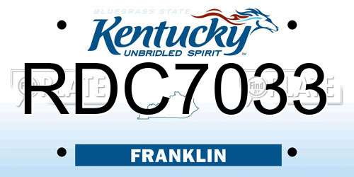 RDC7033 Kentucky License Plate