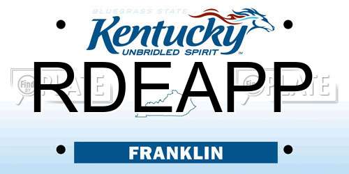 RDEAPP Kentucky License Plate