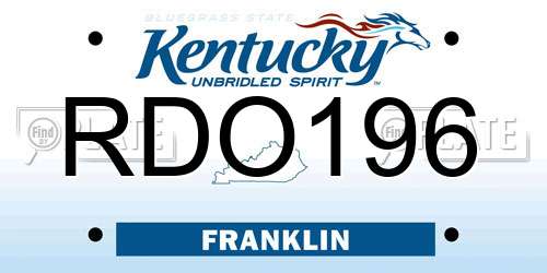 RDO196 Kentucky License Plate