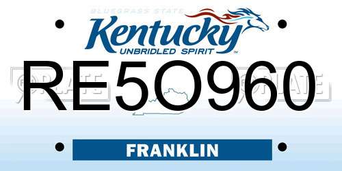 RE5O960 Kentucky License Plate