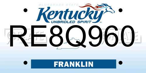 RE8Q960 Kentucky License Plate