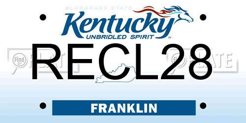 RECL28 Kentucky License Plate
