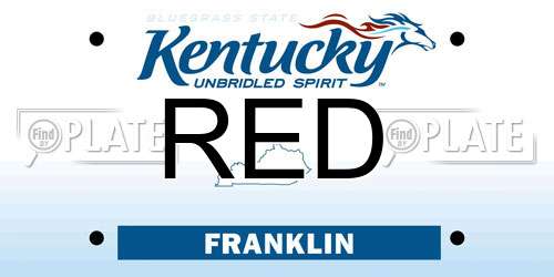 RED Kentucky License Plate