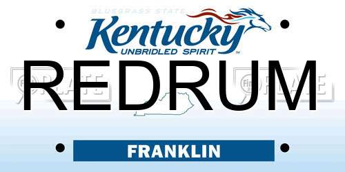 REDRUM Kentucky License Plate
