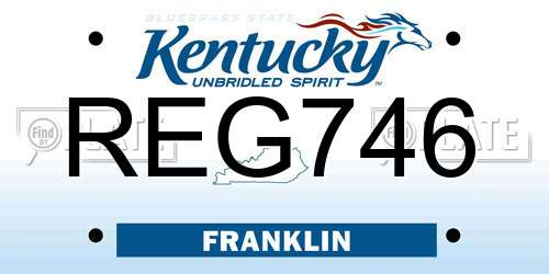 REG746 Kentucky License Plate