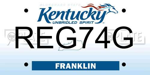 REG74G Kentucky License Plate