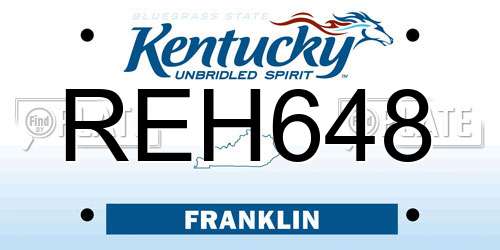 REH648 Kentucky License Plate
