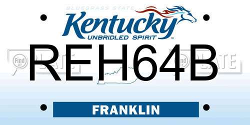 REH64B Kentucky License Plate