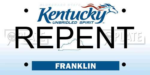 REPENT Kentucky License Plate