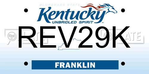 REV29K Kentucky License Plate
