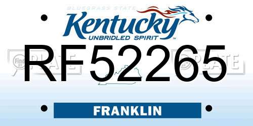 RF52265 Kentucky License Plate