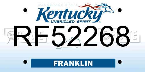 RF52268 Kentucky License Plate