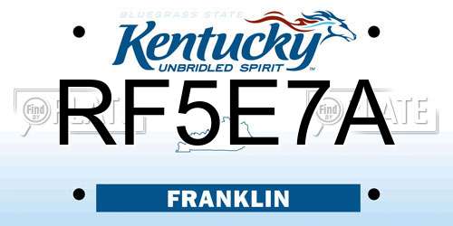 RF5E7A Kentucky License Plate