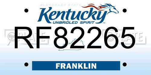 RF82265 Kentucky License Plate