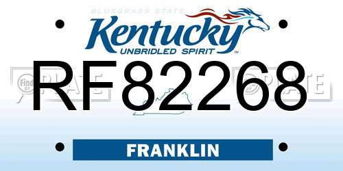 RF82268 Kentucky License Plate
