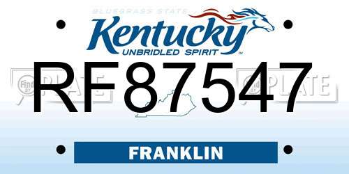 RF87547 Kentucky License Plate