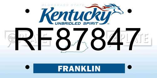 RF87847 Kentucky License Plate
