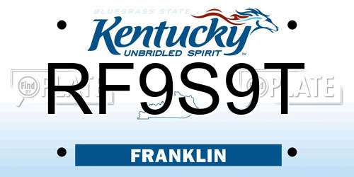 RF9S9T Kentucky License Plate