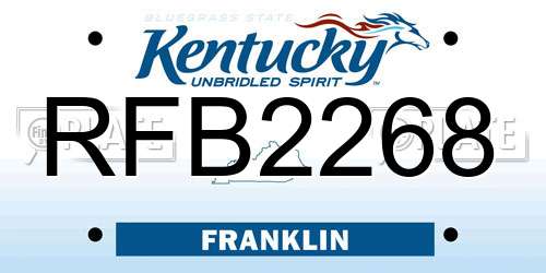 RFB2268 Kentucky License Plate