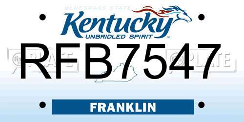 RFB7547 Kentucky License Plate