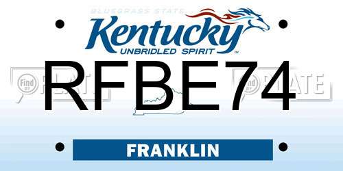 RFBE74 Kentucky License Plate