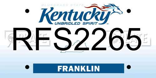 RFS2265 Kentucky License Plate