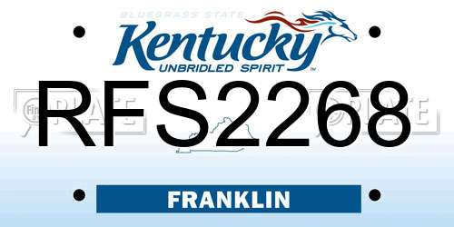RFS2268 Kentucky License Plate