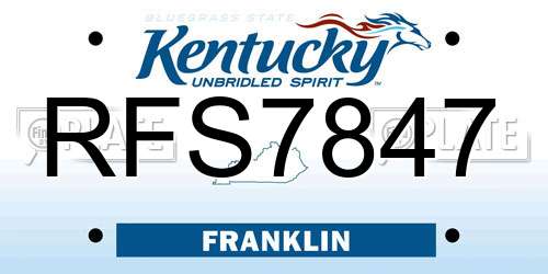 RFS7847 Kentucky License Plate