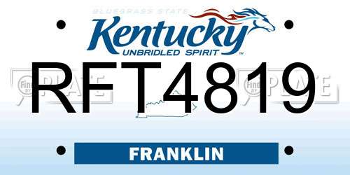 RFT4819 Kentucky License Plate