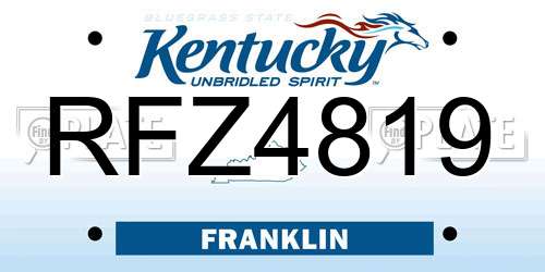 RFZ4819 Kentucky License Plate