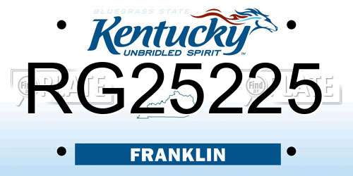 RG25225 Kentucky License Plate