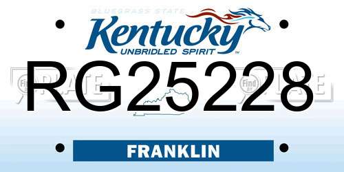 RG25228 Kentucky License Plate