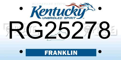 RG25278 Kentucky License Plate