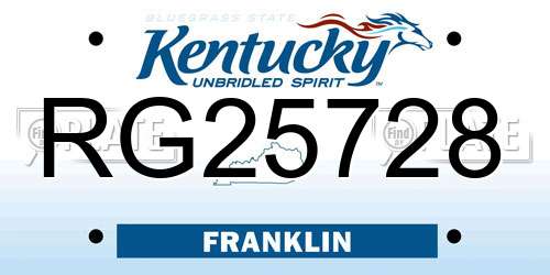 RG25728 Kentucky License Plate